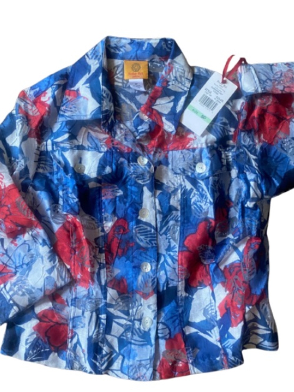 Ruby Rd. Petite Blue Floral Print Blouse Women’s Size 8P